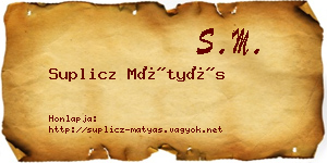 Suplicz Mátyás névjegykártya