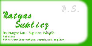 matyas suplicz business card