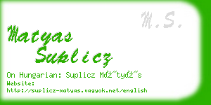 matyas suplicz business card
